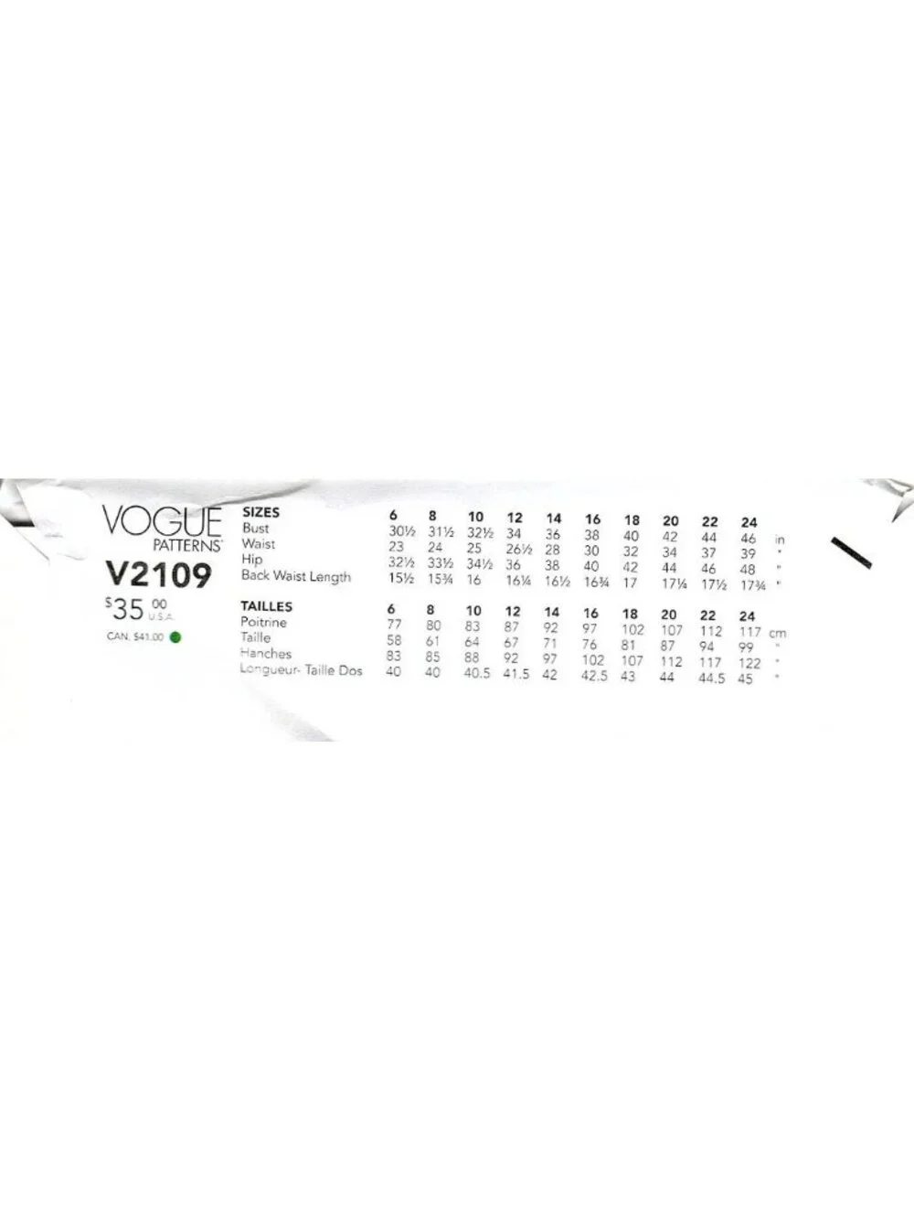Vogue V2109 Misses 16 to 24 Gown in 2 lengths Uncut Sewing Pattern